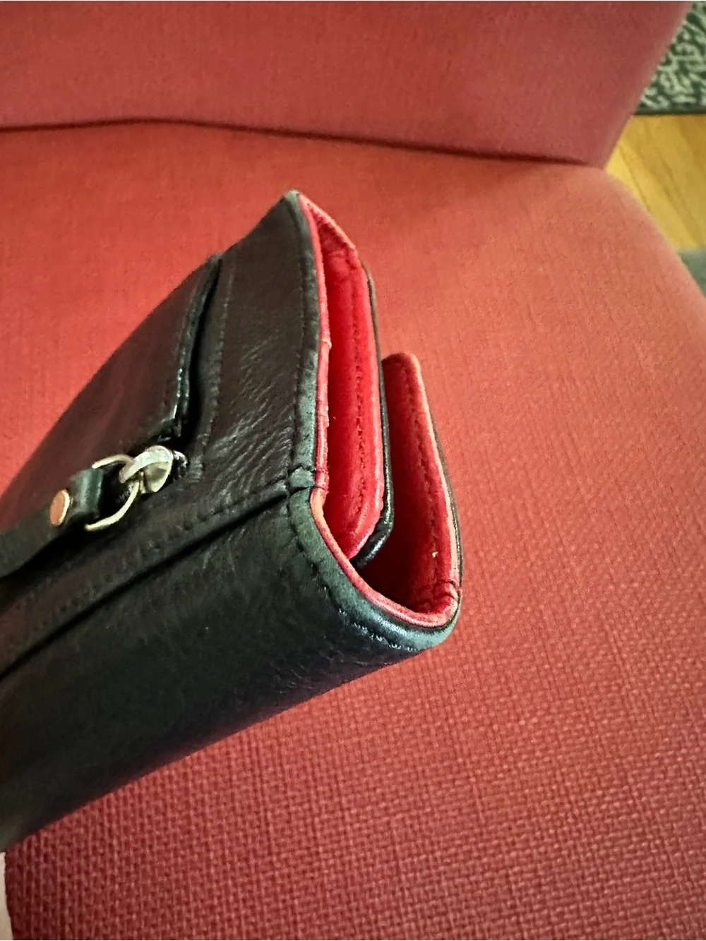 Banana Republic Black Leather Wallet with Gold Bar